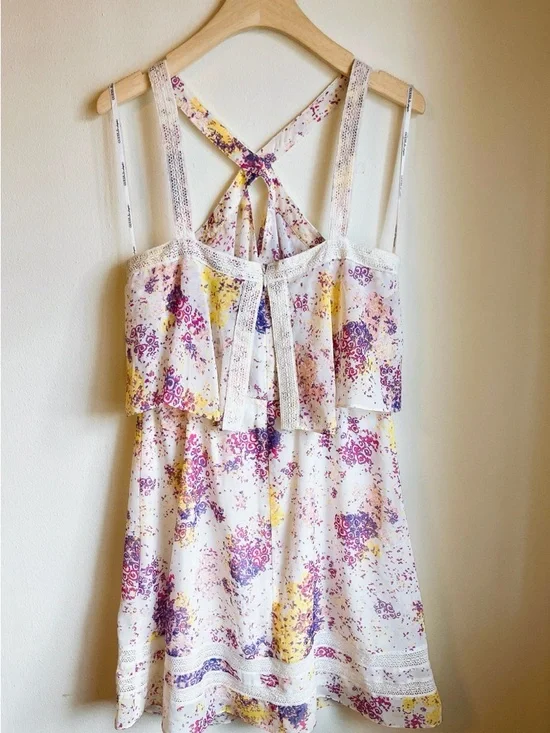 Guess Lace Floral Crisscross Halter Mini Dress Bohemian Romantic Flora Nikrooz - Picture 4 of 9